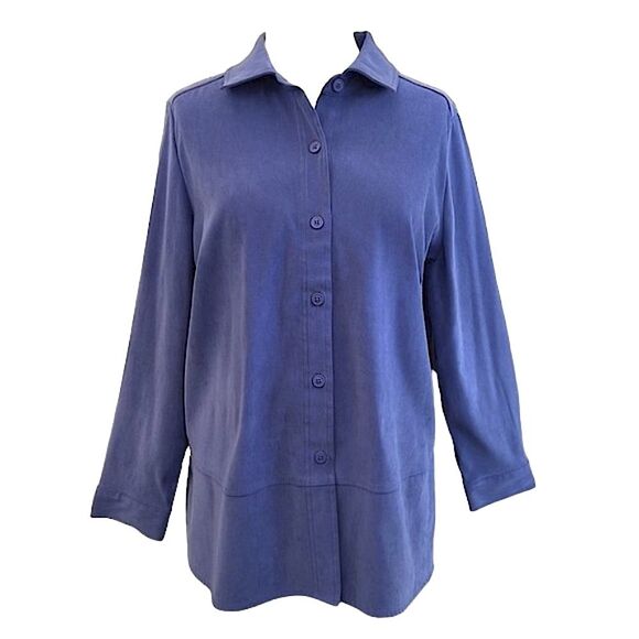 Croft & Barrow Shacket Size 1X Jacket Faux Suede Stretch Purple - Picture 1 of 13